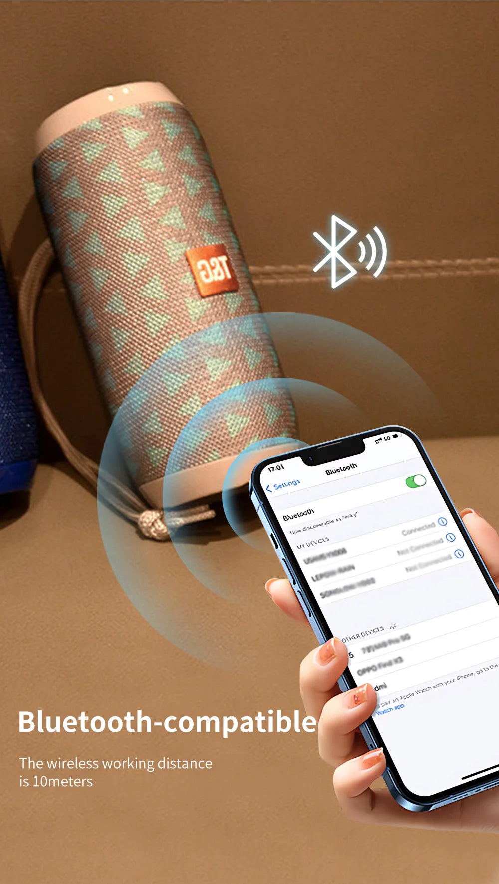 Altavoz Bluetooth T & G TG117, caja de sonido portátil TWS, altavoz resistente al agua, altavoces envolventes estéreo para exteriores, compatible con Radio FM TF