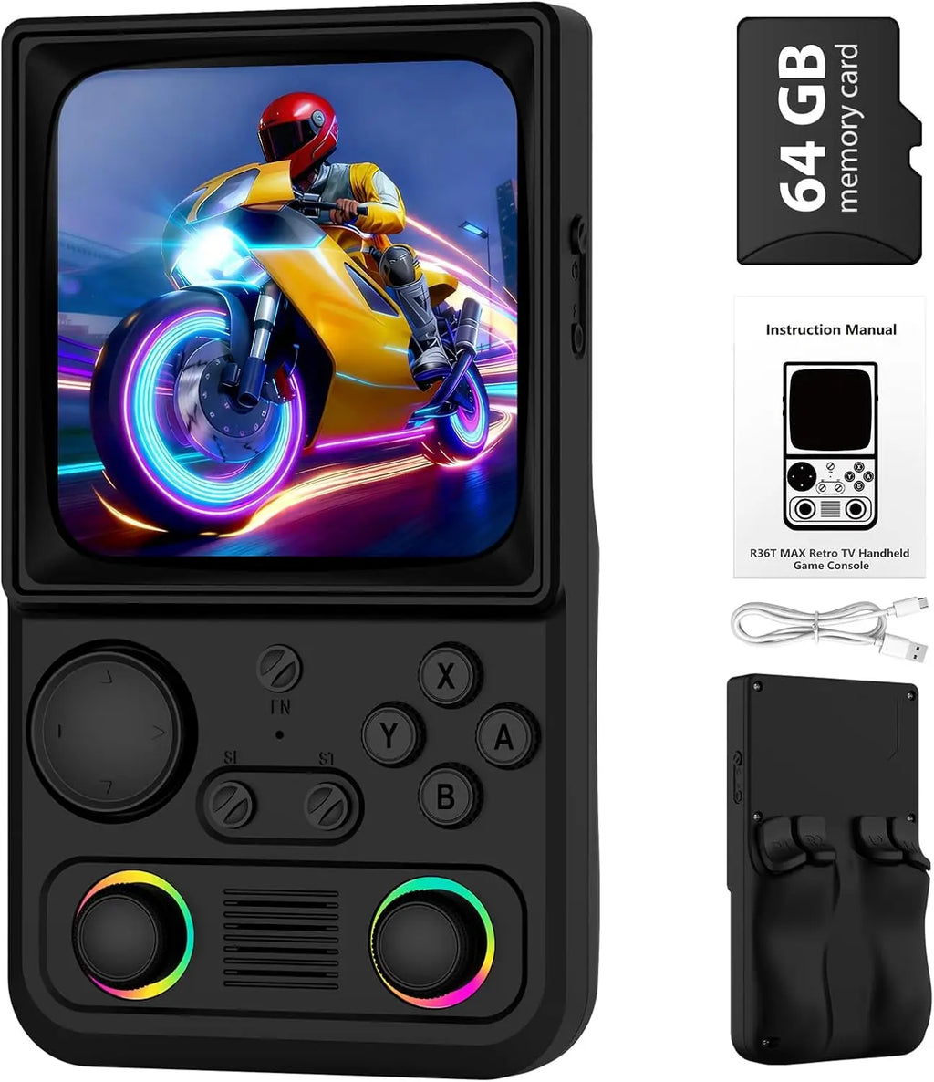 Consola de Juegos Retro Actualizada R36TMAX con Batería de 4000 mAh, Pantalla IPS de 4.0'', Consola de Juegos Retro con Estuche Portátil, Su