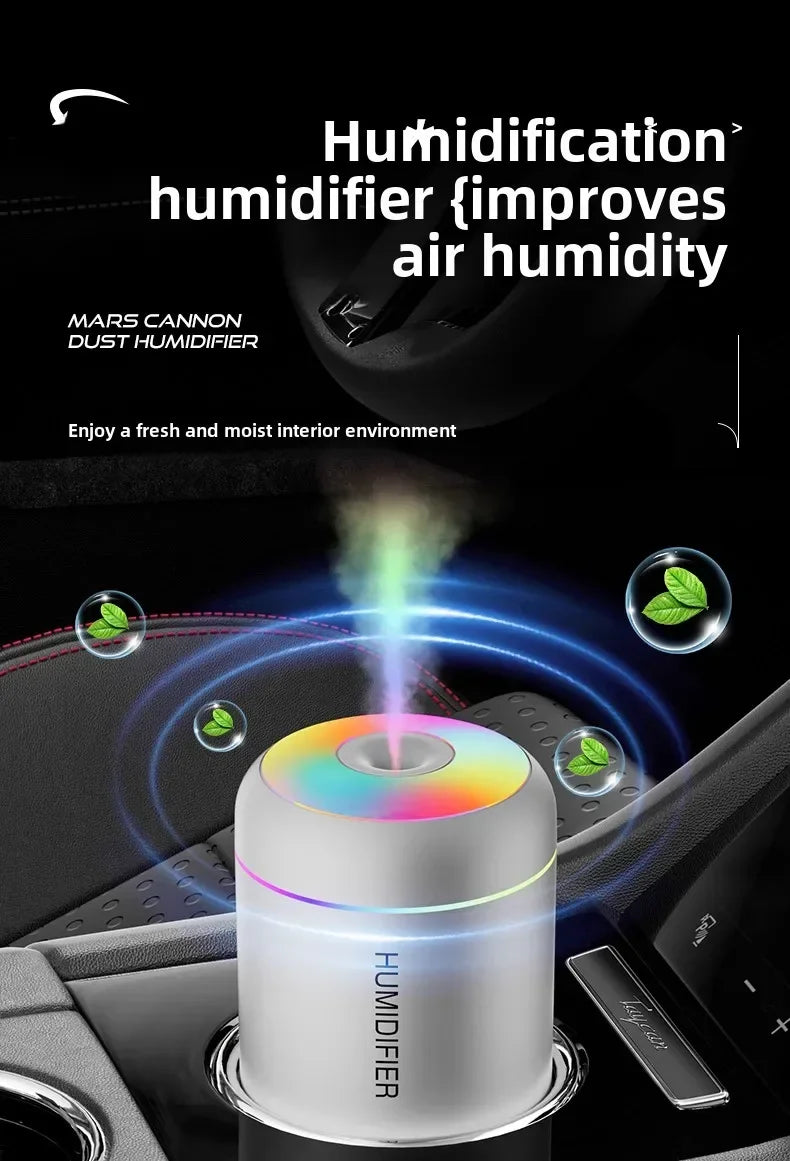 Mini humidificador difusor de aromas USB 180 ml para auto con luces