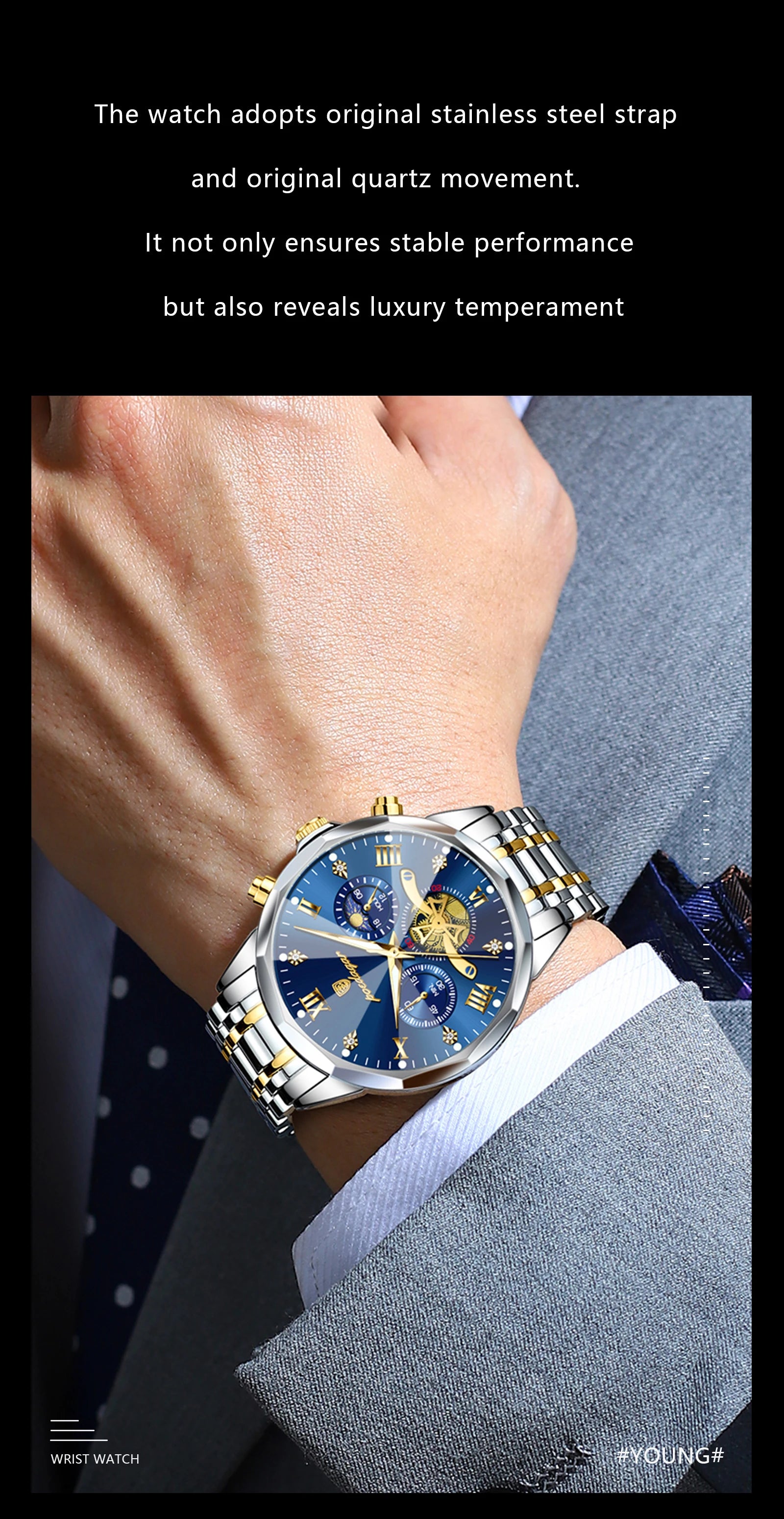 Reloj POEDAGAR de Lujo Cuarzo Acero Inoxidable