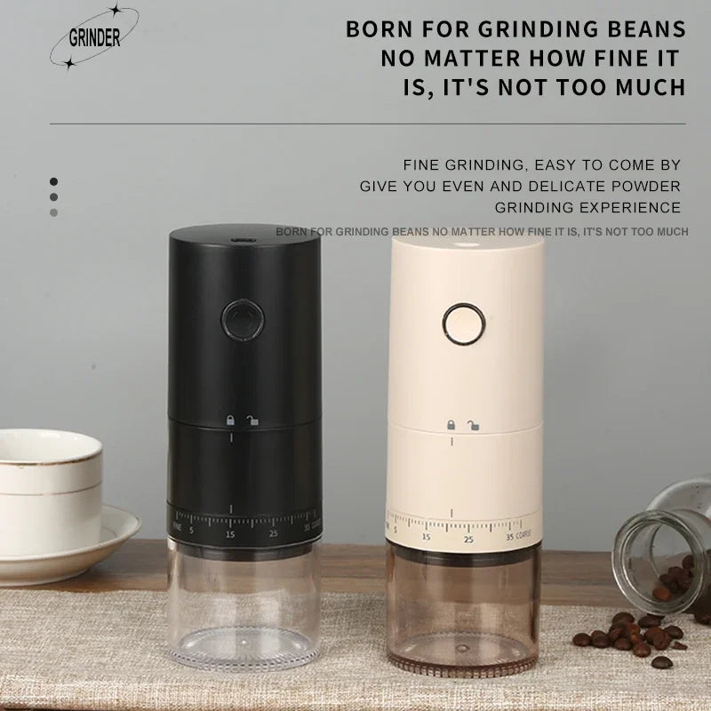 Molinillo de café eléctrico portátil, 38 engranajes, carga USB externa ajustable, Mini máquina de café recargable de 1500mAh para el hogar