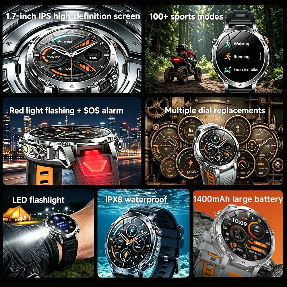 Reloj Inteligente Deportivo Militar 1400mAh