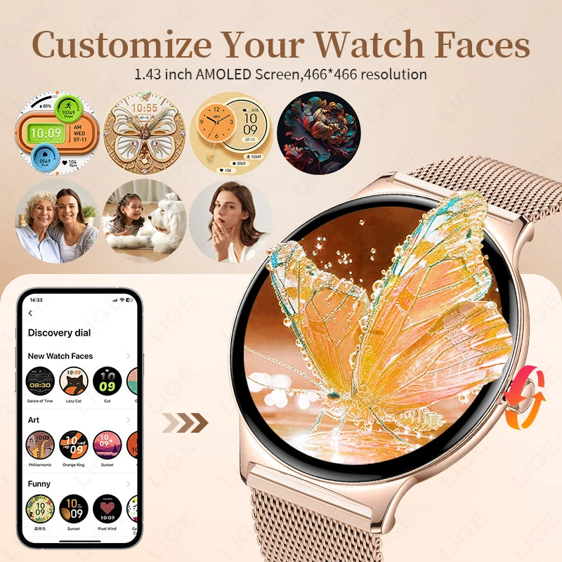 Reloj Inteligente LIGE AMOLED con Monitor Menstrual