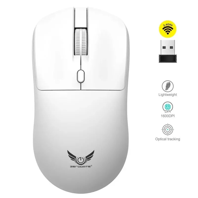 Ratón inalámbrico de 2,4G para videojuegos, ergonómico, 800-1200-1600 DPI, recargable, para oficina, PC, portátil, Macbook Pro