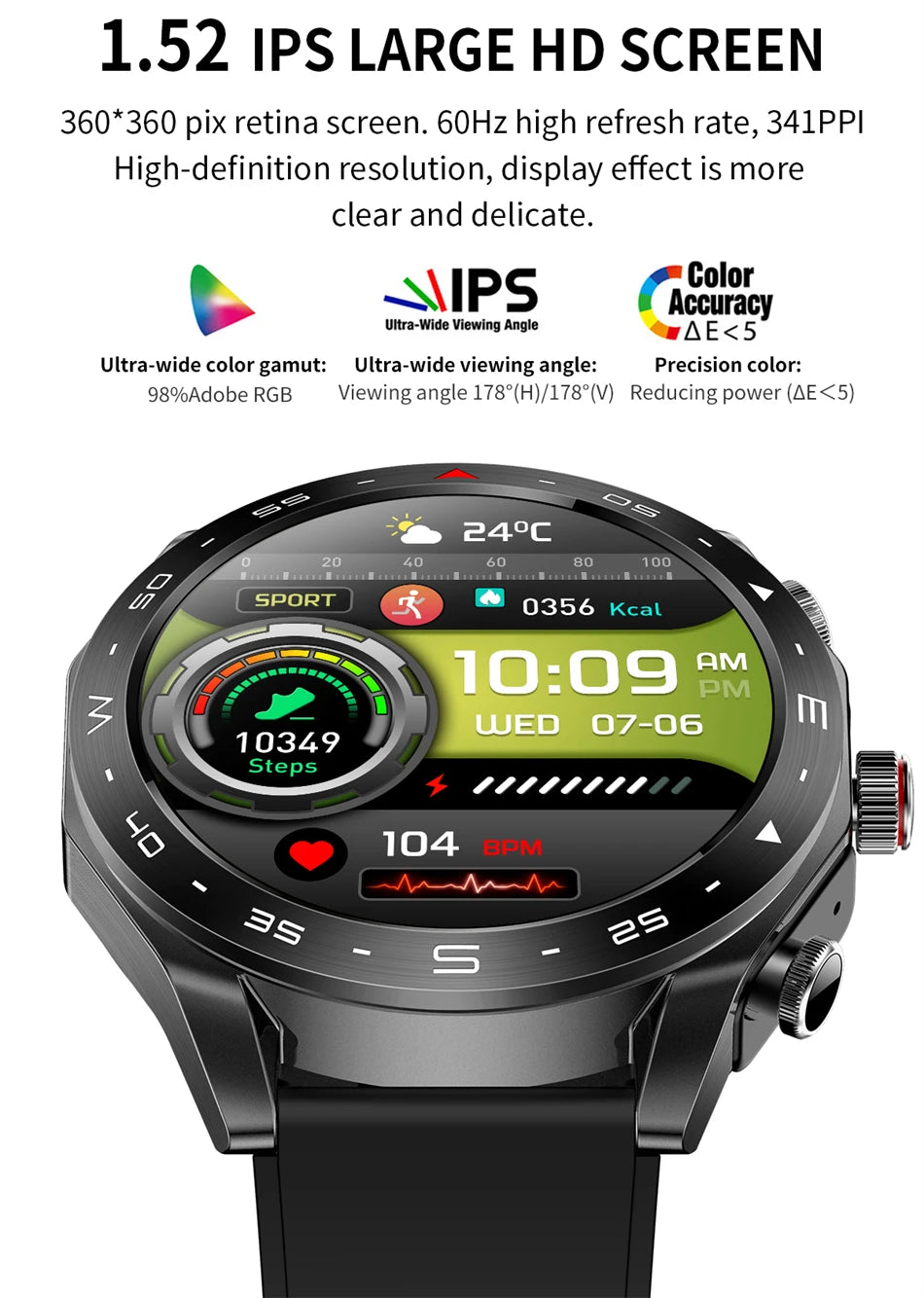 Reloj Inteligente AMOLED con Auriculares Bluetooth Incluidos