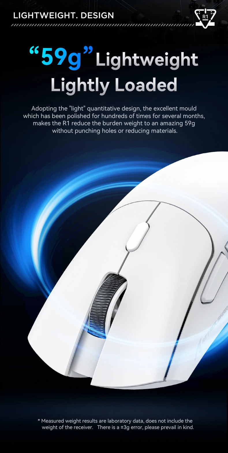 Ratón inalámbrico para juegos Attack Shark R1/X11, 18K DPI PAW3311, ergonómico, ligero, triodo Bluetooth 2,4 GHz USB, para PC/portátil