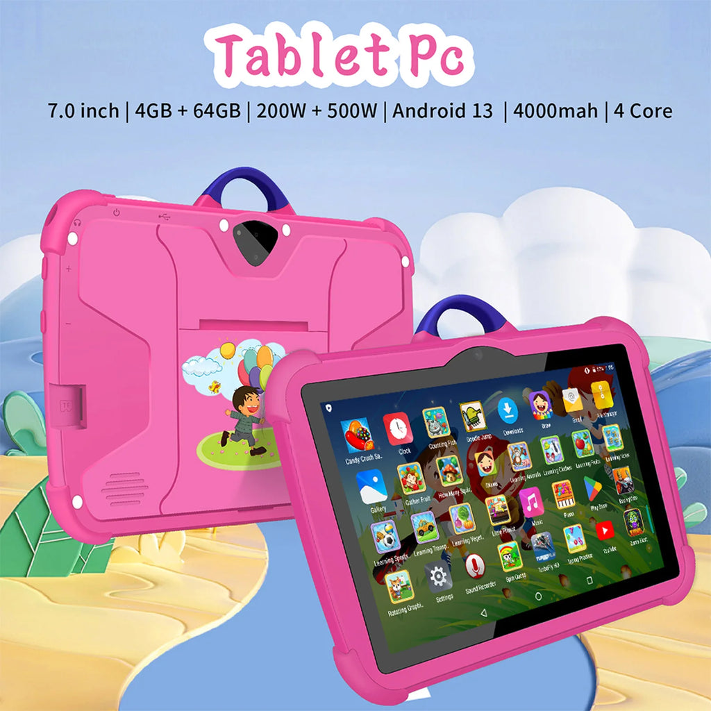 Tablet infantil de 7 pulgadas, Android 13, 5G WiFi, 4GB RAM y 64GB ROM