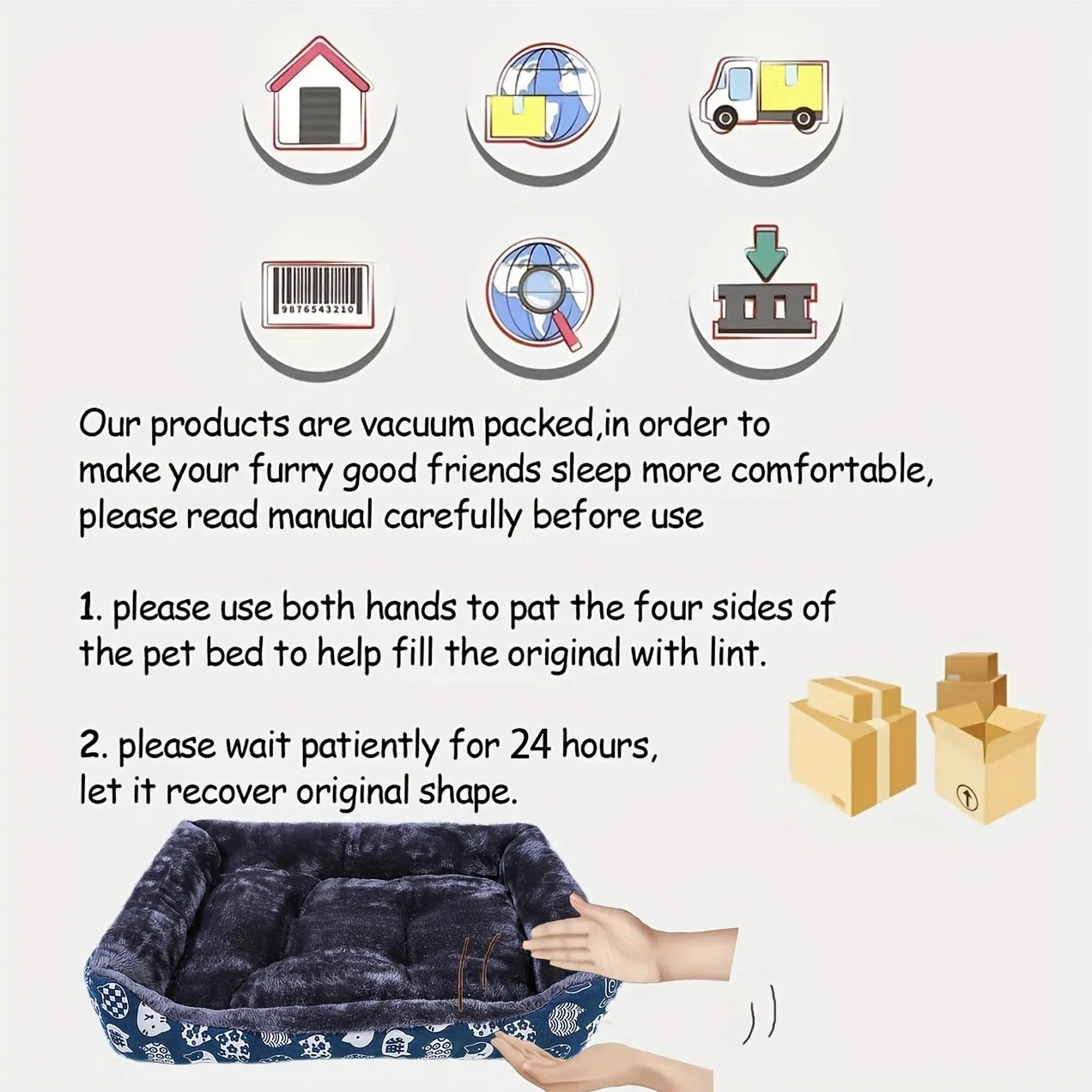 Cama Acolchada con Bordes para Perros y Gatos — Todos los Tamaños