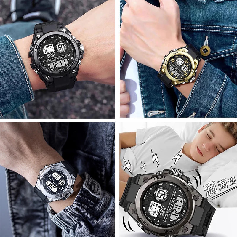 Reloj deportivo resistente al agua para hombres y estudiantes, reloj despertador luminoso multifunción, reloj Digital LED para hombre, reloj de pulsera electrónico deportivo