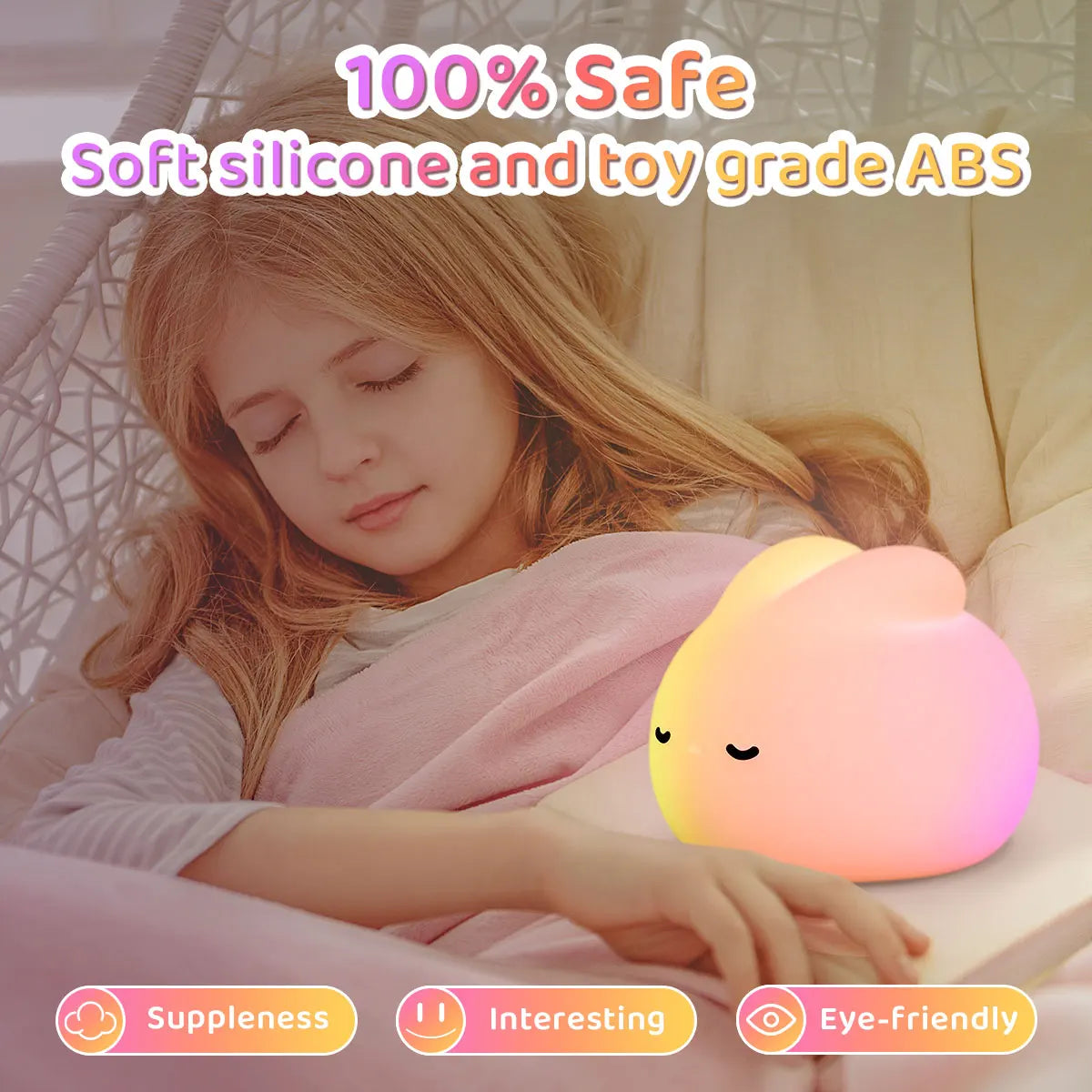 Lámpara de noche de conejo de silicona, luz nocturna de conejo de ensueño, lámpara LED con Sensor táctil, sincronización, decoración de escritorio, regalo de luz nocturna para niños