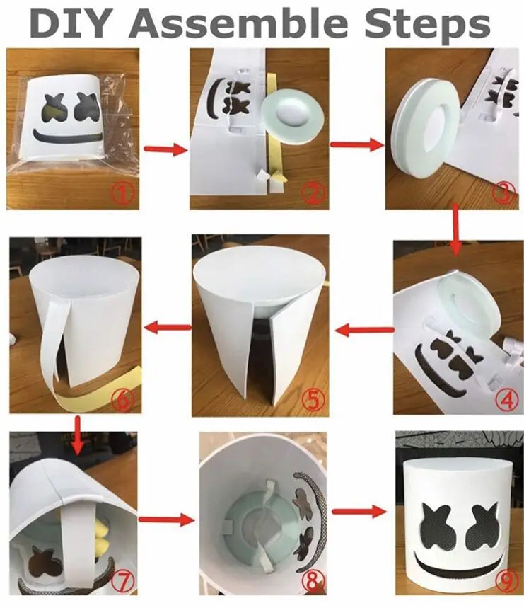 Casco Luminoso con Cable EL de DJ Marshmello, Máscara LED Brillante, Máscara Luminosa para Toda la Cabeza para Festivales Rave EDM, Halloween, Cosplay
