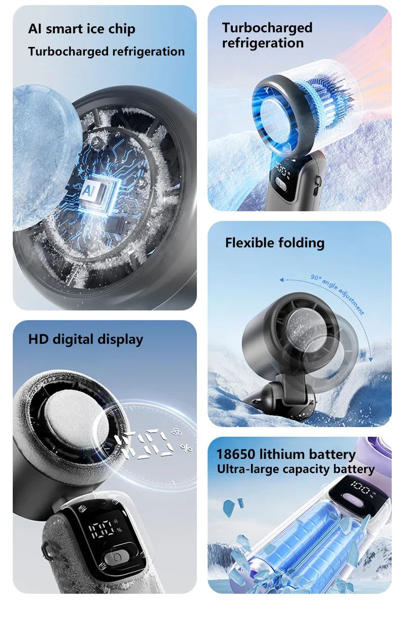 Ventilador Portátil con Enfriamiento por Hielo y 120 Velocidades