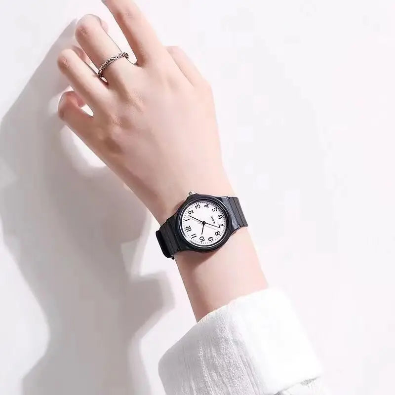 Reloj negro Simple, relojes de cuarzo para mujer, correa de silicona, reloj de pulsera de ocio para mujer, reloj de examen ligero de lujo para estudiantes, regalos
