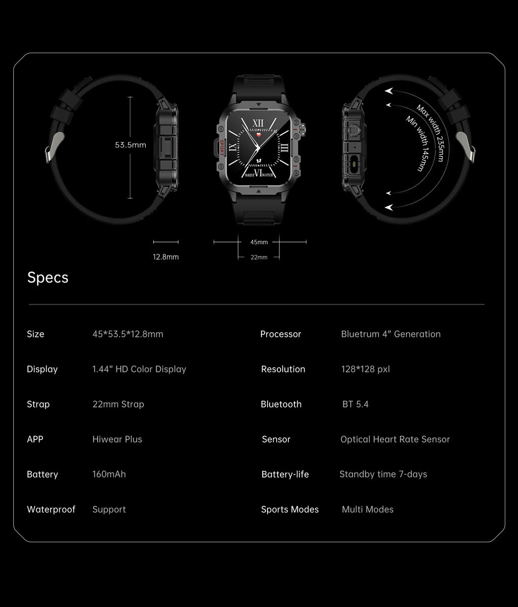 Nuevo Reloj Inteligente Militar Xiaomi 2025 para Hombre, IP67 3ATM, Monitor de Actividad Física y Salud para Deportes al Aire Libre, Pantalla de 1.44 Pulgadas, Llamadas Bluetooth