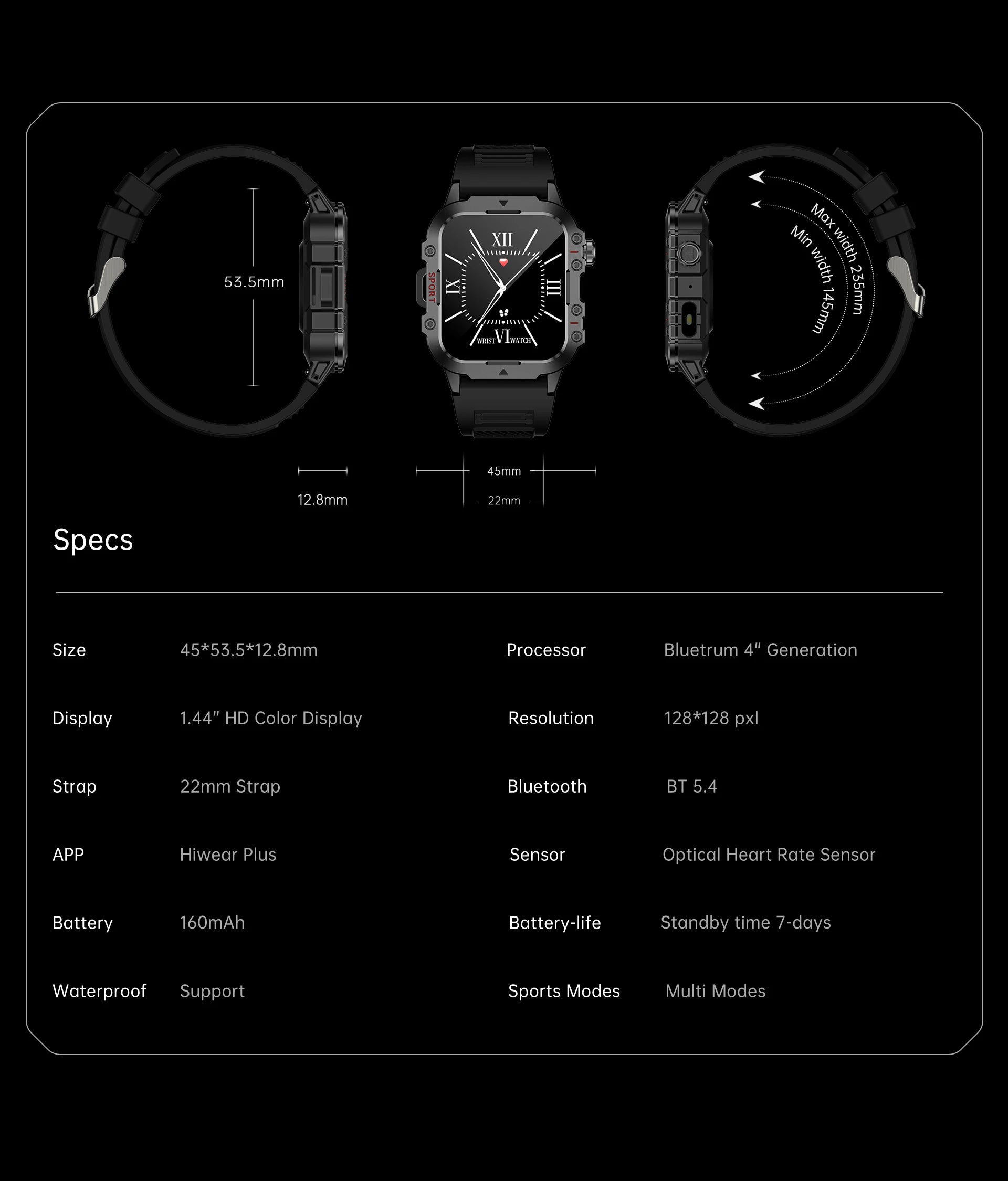 Nuevo Reloj Inteligente Militar Xiaomi 2025 para Hombre, IP67 3ATM, Monitor de Actividad Física y Salud para Deportes al Aire Libre, Pantalla de 1.44 Pulgadas, Llamadas Bluetooth