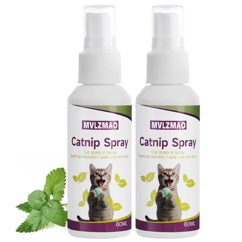 Spray de hierba gatera para gatos, spray para rascar gatos para aumentar el juego, calma el estrés y rinovar juguetes, spray de comportamiento transparente para gatos y gatitos, 60 ml
