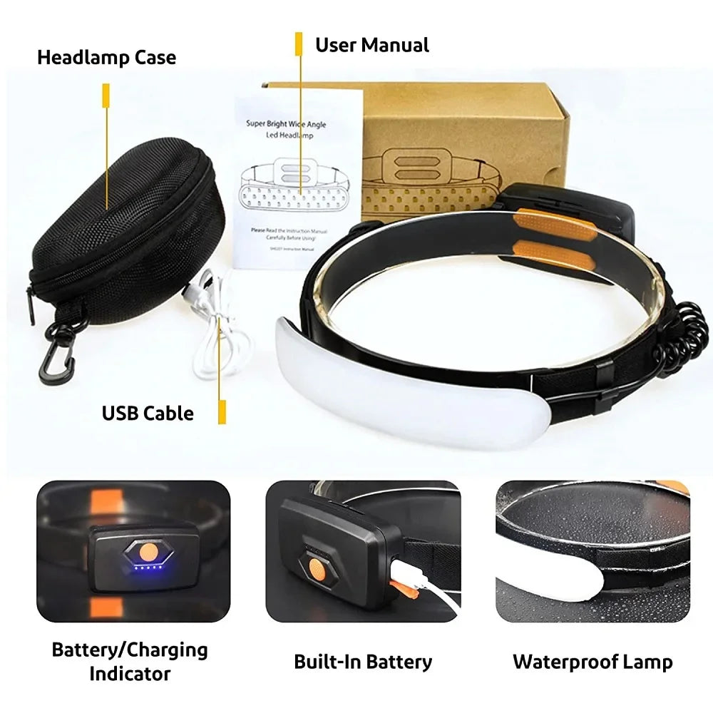 Linterna Frontal LED COB Recargable 5000-7500mAh Trabajo Exterior