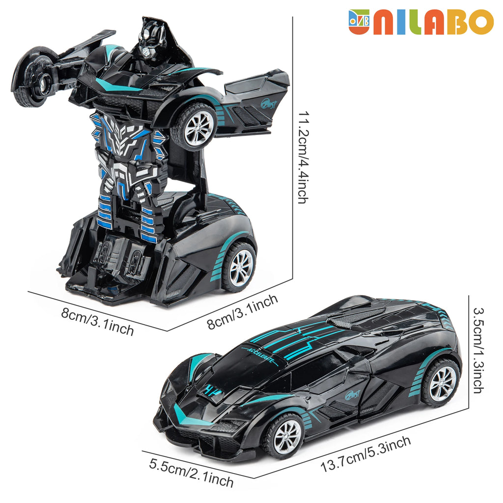 Coche robot transformable sin baterías, juguete educativo colorido para niños