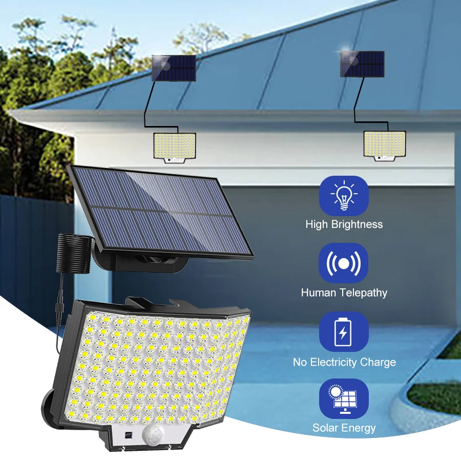 Lámpara Solar LED con Sensor de Movimiento para Jardín y Exterior
