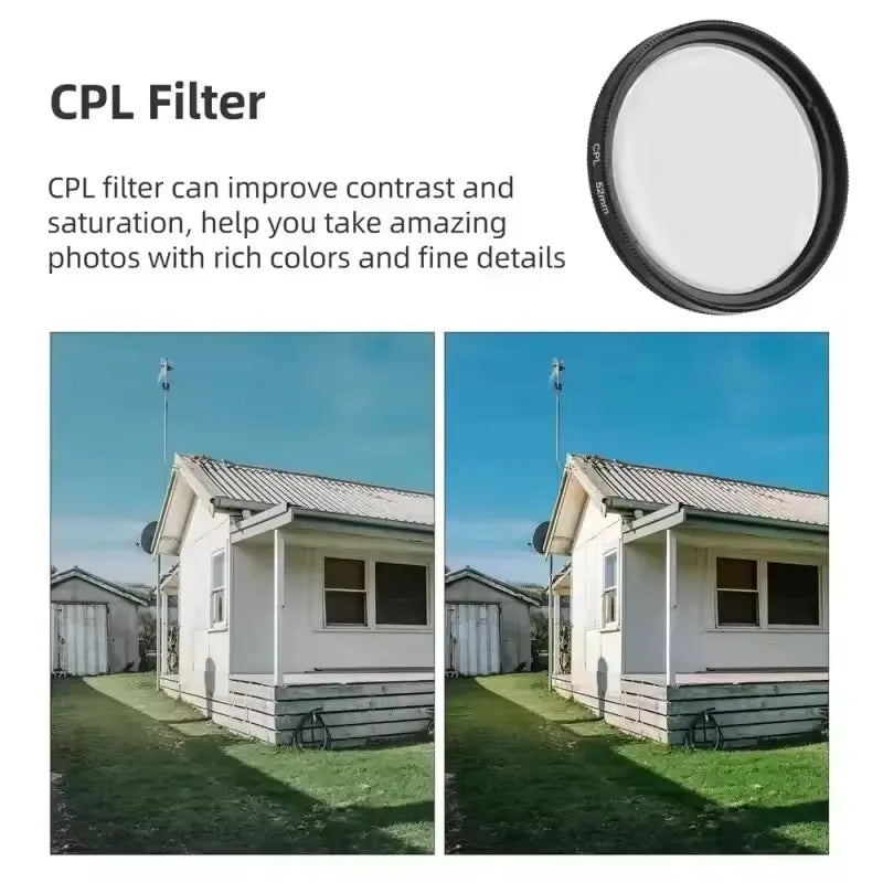 Filtro Polarizador CPL/UV Universal 52mm para Cámara de Celular