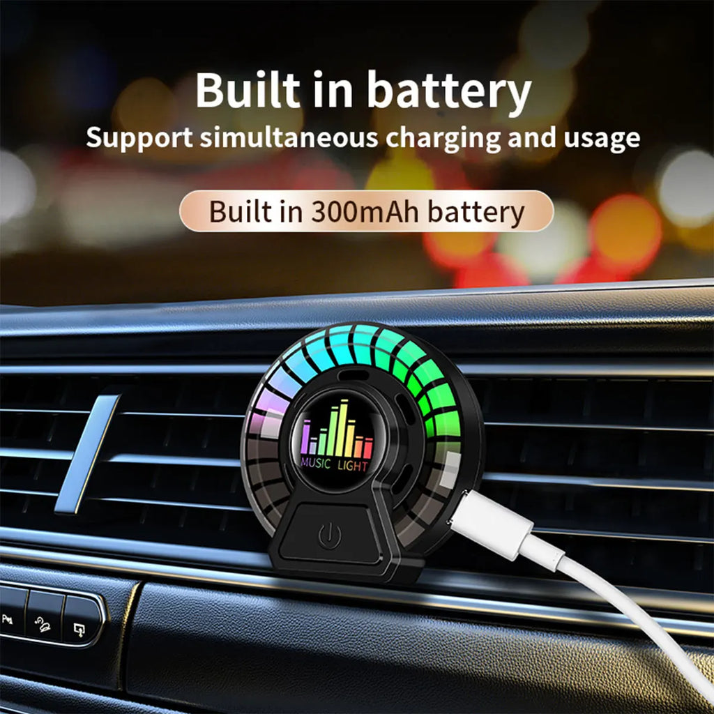 Ambientador de salida de aire para coche, aromaterapia rgb, lámpara de captación de sonido, lámpara LED de respiración, fragancia Floral de océano largo, aromaterapia sólida
