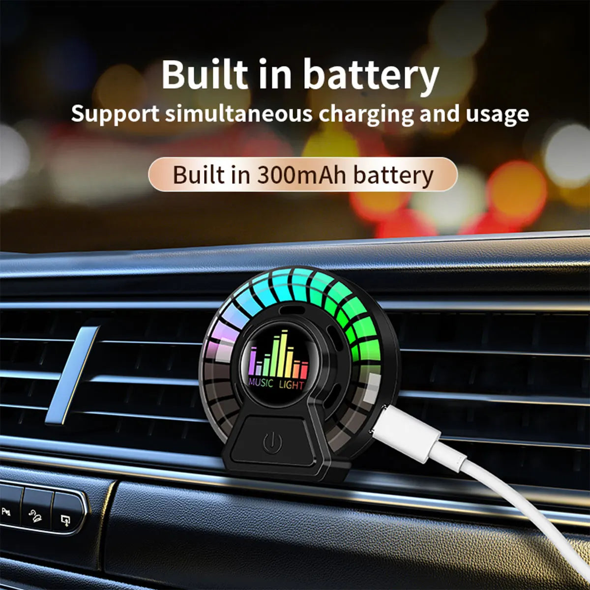 Ambientador de salida de aire para coche, aromaterapia rgb, lámpara de captación de sonido, lámpara LED de respiración, fragancia Floral de océano largo, aromaterapia sólida