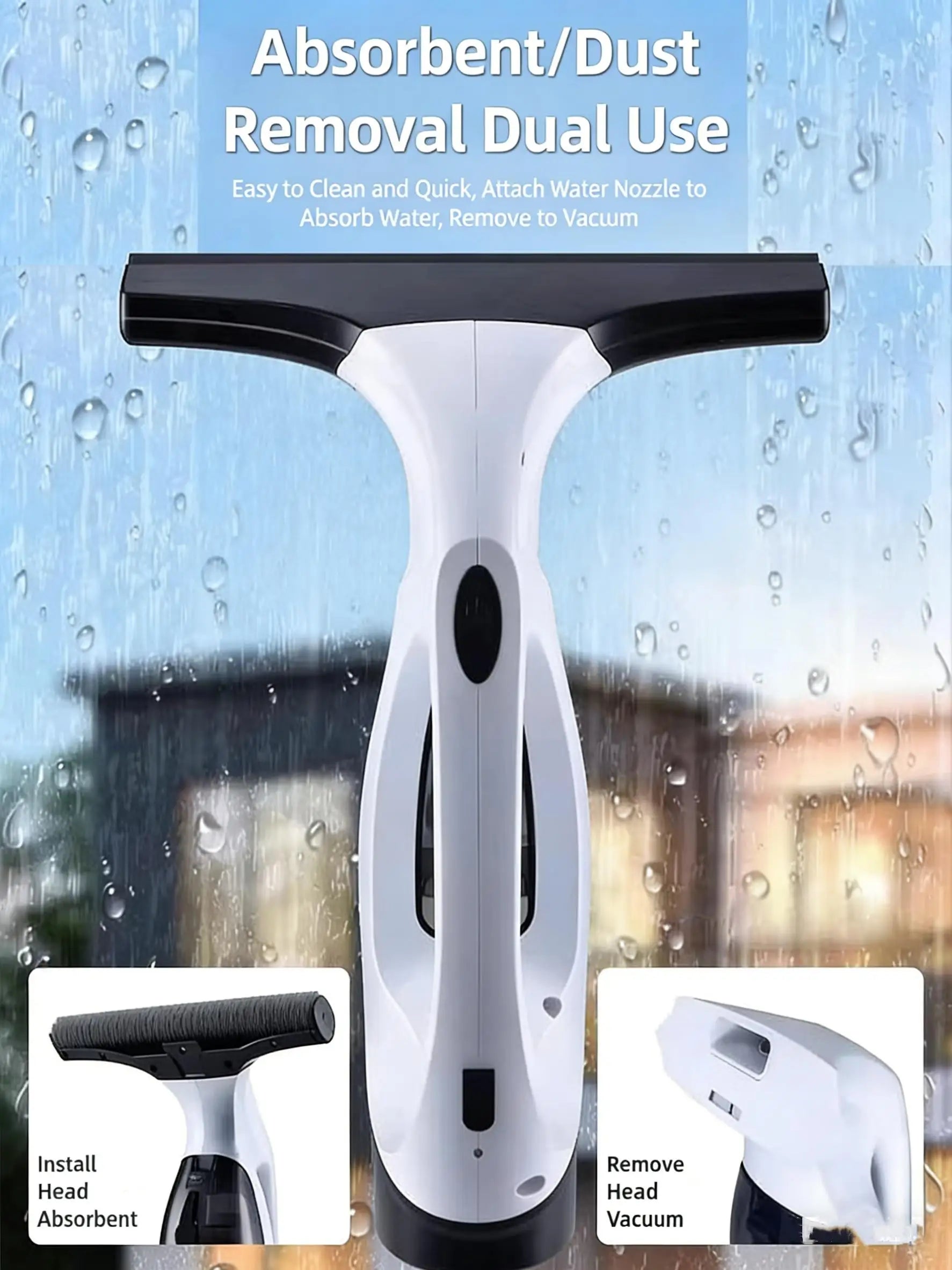 Limpiador de Vidrios Tres en Uno, Kit de Herramientas para Limpiar Ventanas, Raspador para Limpiar Paredes de Cocina y Escritorios, Máquina Limpiadora de Ventanas con Fuerte Succión