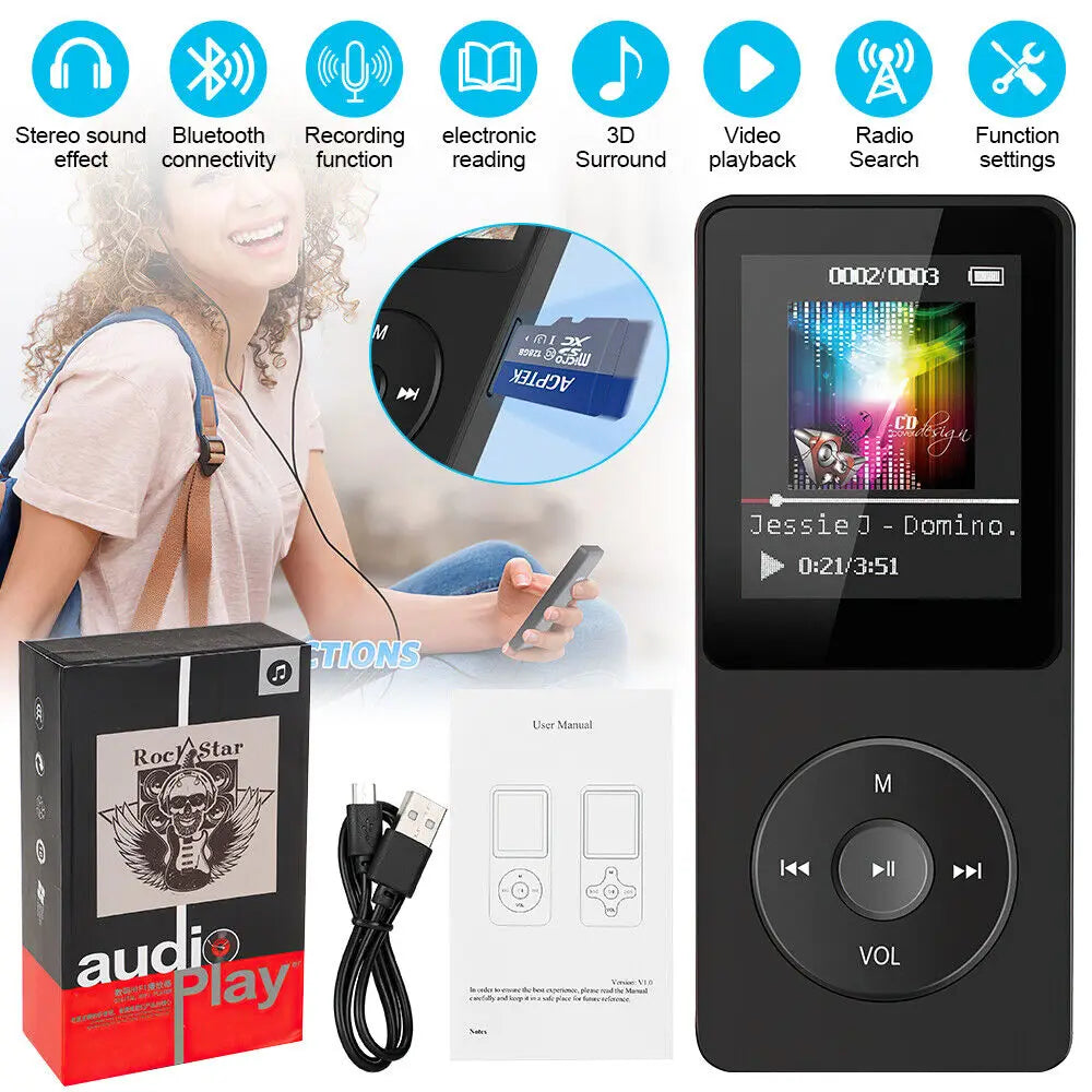 Mini Reproductor MP3/MP4 Bluetooth 128GB con Radio FM