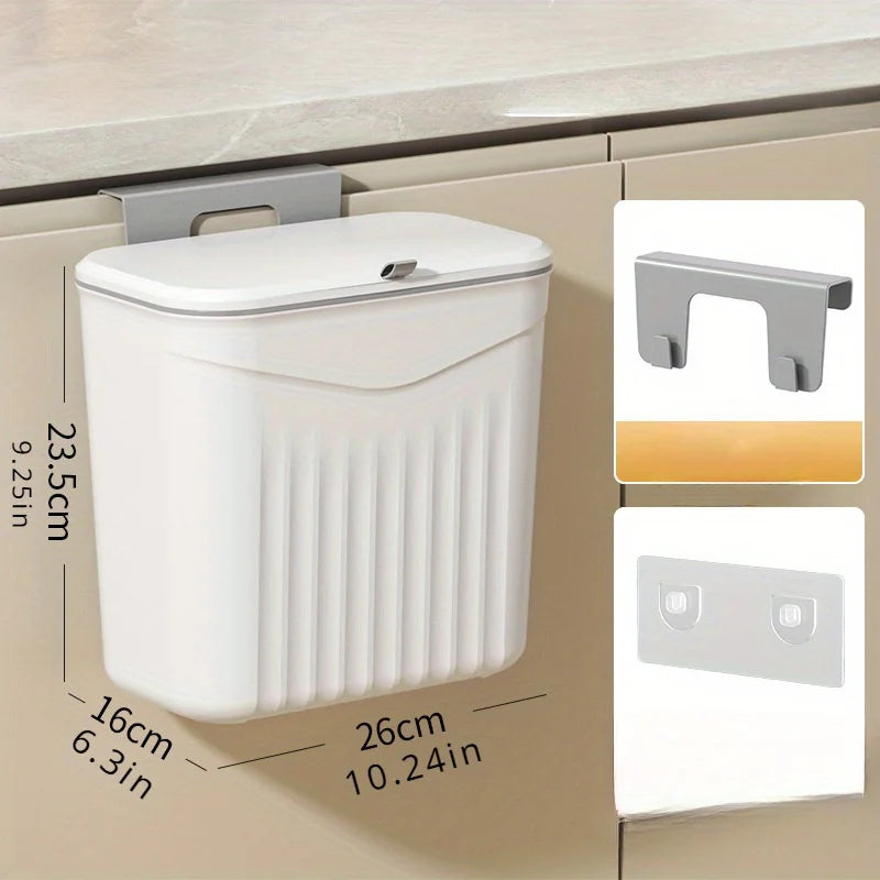 Cubo de basura para cocina con tapa, para colgar en la puerta del armario, almacenamiento creativo para el baño, cesta para papel higiénico, papelera