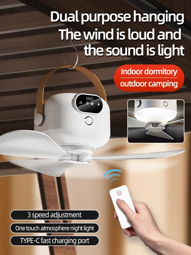 Mini Ventilador de Techo Portátil para Acampar
