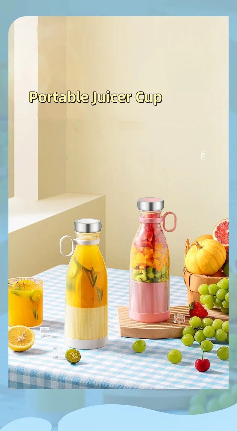 Mini Licuadora Portátil USB con 4 Cuchillas para Jugos y Batidos