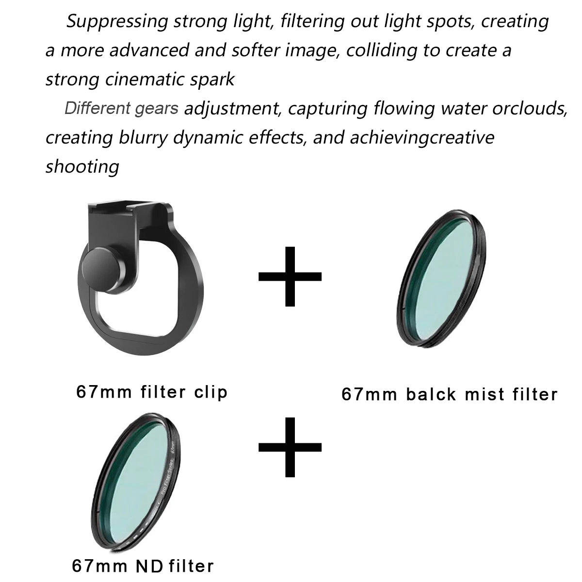 Kit Filtros de Fotografía 67mm con Clip para Smartphone