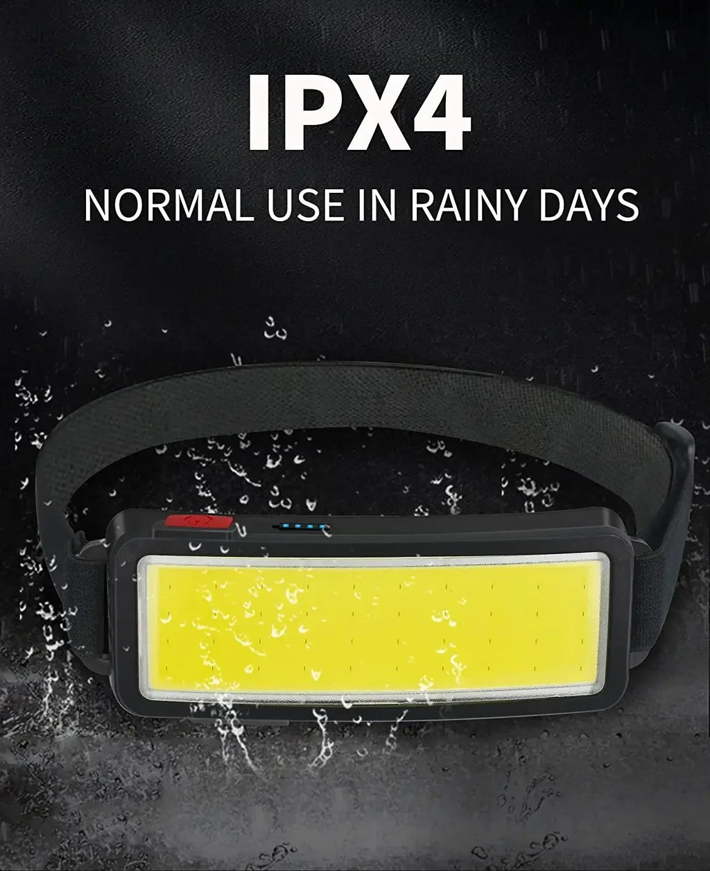 Linterna Frontal LED COB Portátil Recargable USB Resistente al Agua Camping