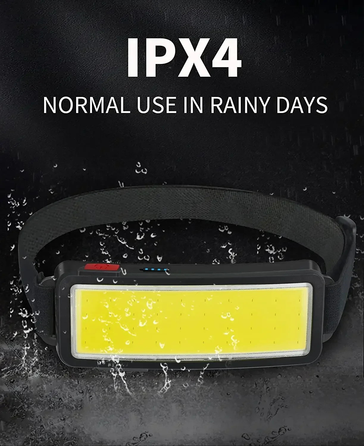 Linterna Frontal LED COB Portátil Recargable USB Resistente al Agua Camping