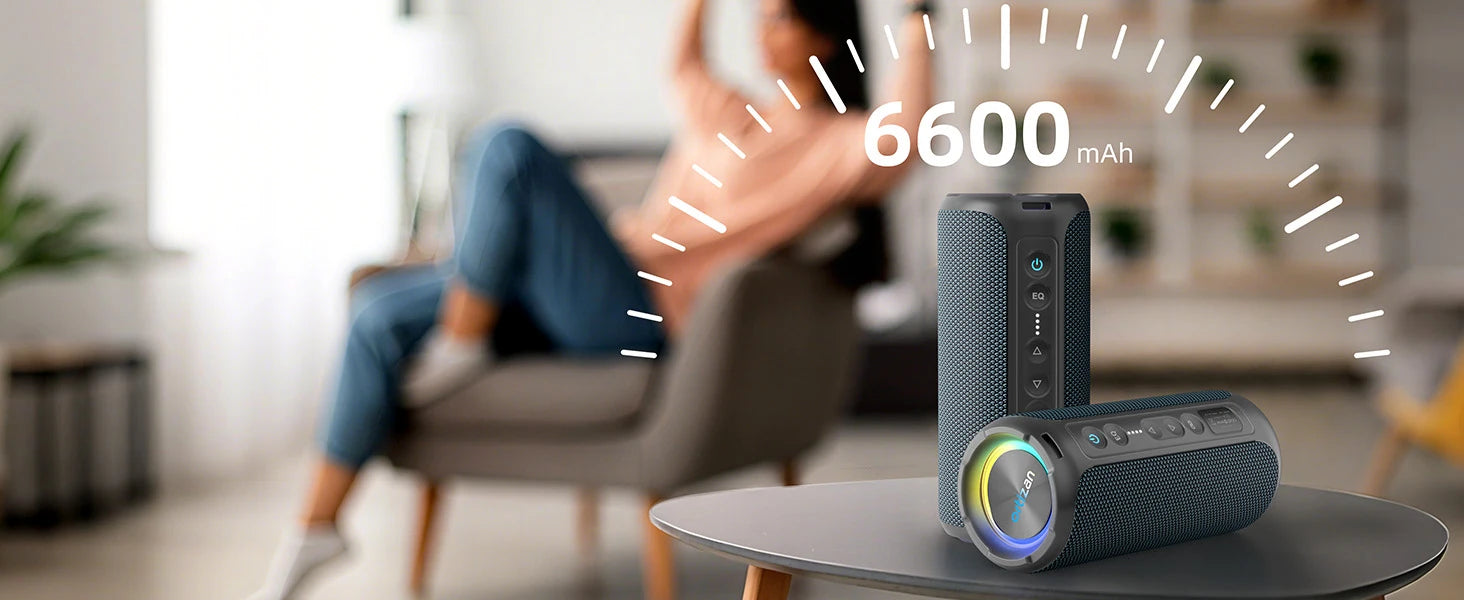 Ortizan Altavoz Bluetooth Estéreo Portátil IPX7 LED