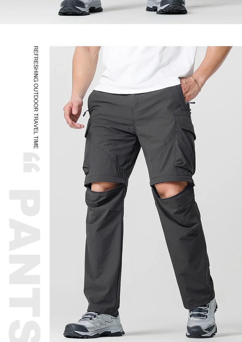 Pantalones convertibles de senderismo tipo cargo para hombre, impermeables, de secado rápido, livianos, con cremallera extraíble, perfectos para aventuras al aire libre, pesca y camping, equipo de senderismo versátil para