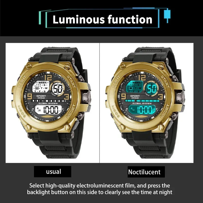Reloj deportivo resistente al agua para hombres y estudiantes, reloj despertador luminoso multifunción, reloj Digital LED para hombre, reloj de pulsera electrónico deportivo