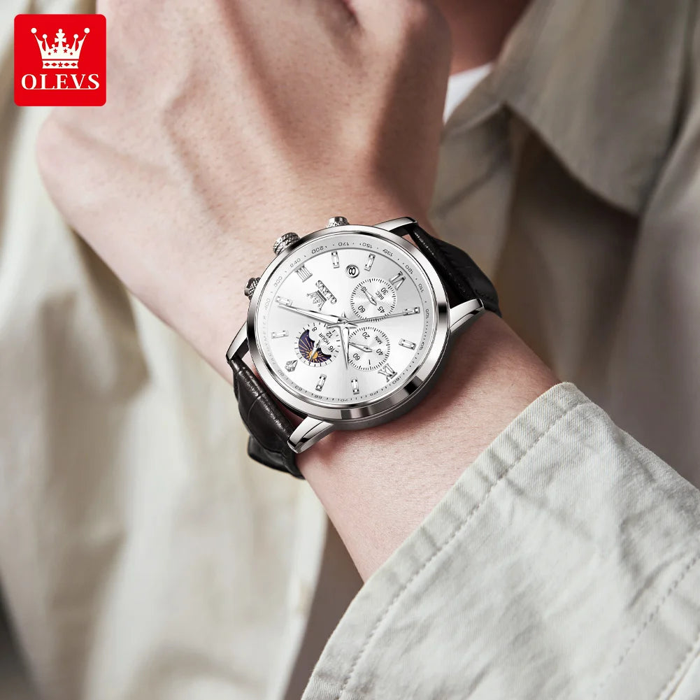 Reloj OLEVS Cronógrafo Fase Lunar de Cuarzo para Hombre