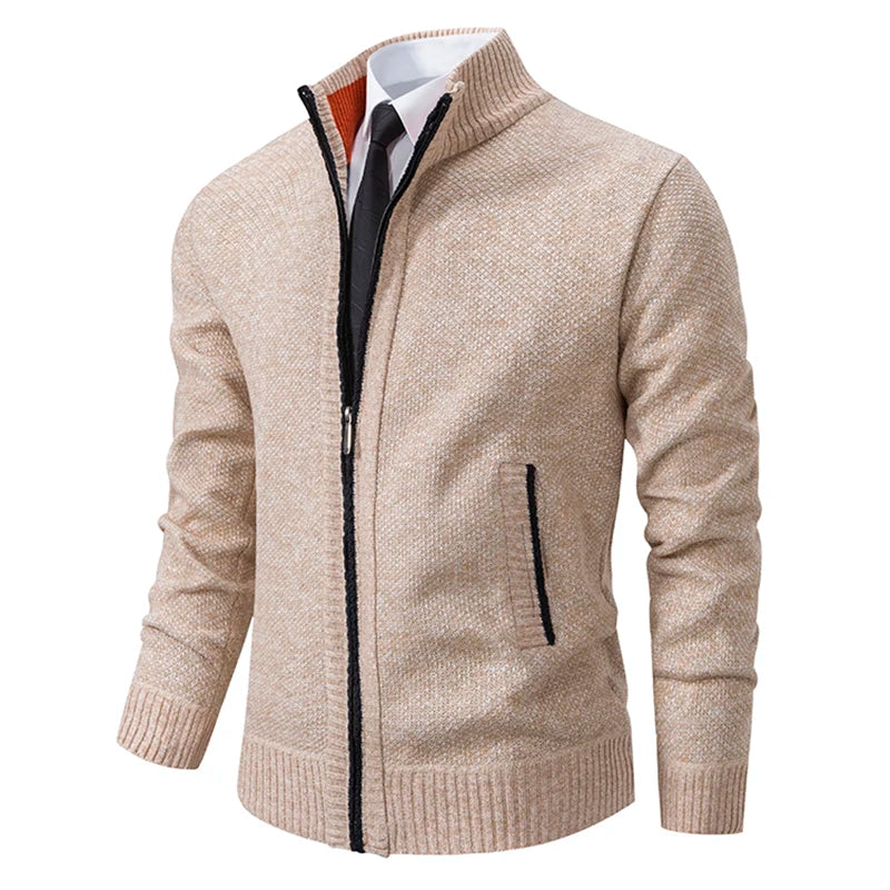 Buzo Cárdigan con Cremallera para Hombre – Cuello Alto y Forro Polar