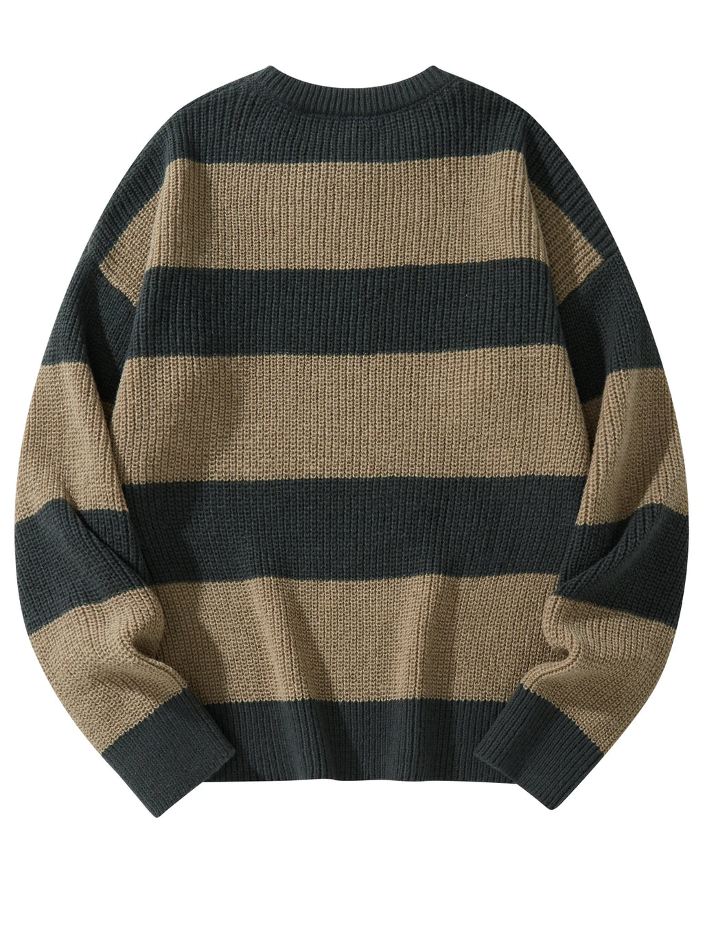 Nuevo Suéter de fondo suelto, jersey informal versátil a rayas, suéter de cuello redondo para hombre