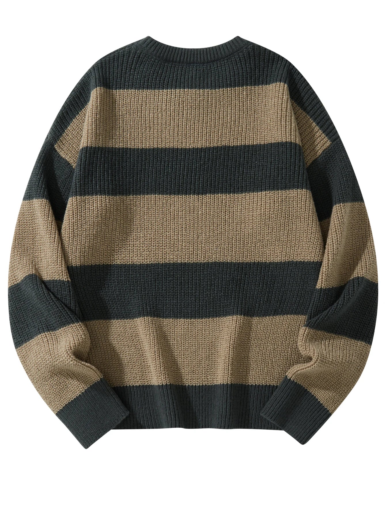 Nuevo Suéter de fondo suelto, jersey informal versátil a rayas, suéter de cuello redondo para hombre