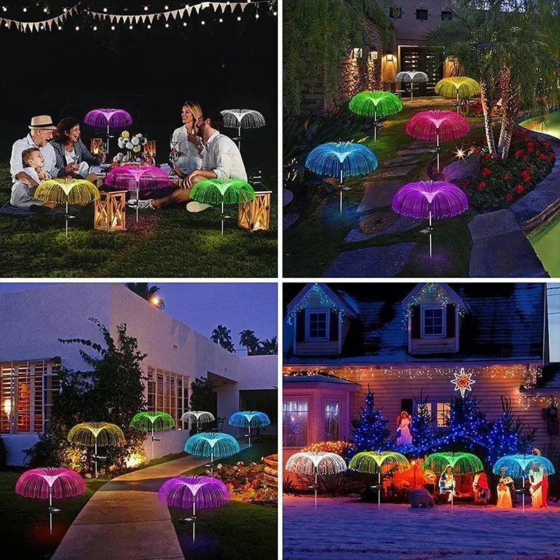 Luces Solares de Jardín con Medusas de Fibra Óptica