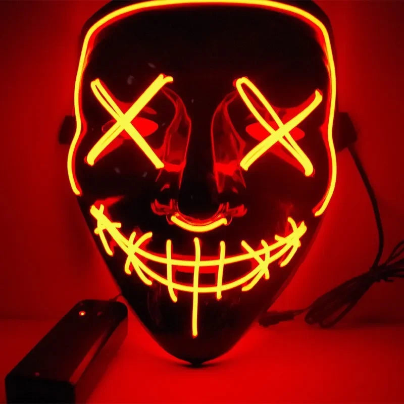 Máscara Led para Halloween, Carnaval, Navidad, fiesta de Mascarada, Club nocturno, máscara luminosa temática de película, máscara de Cosplay brillante de purga