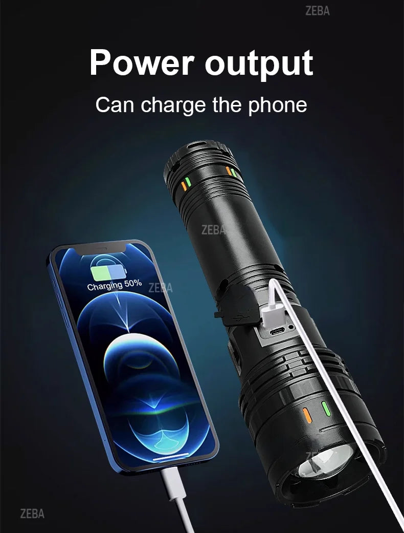 Linterna LED Táctica Recargable de Alta Potencia 680000LM Batería 15000mAh