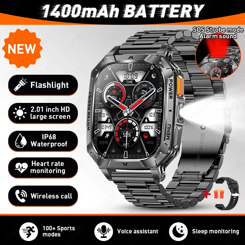 LIGE Reloj Inteligente Militar 1400mAh IP68