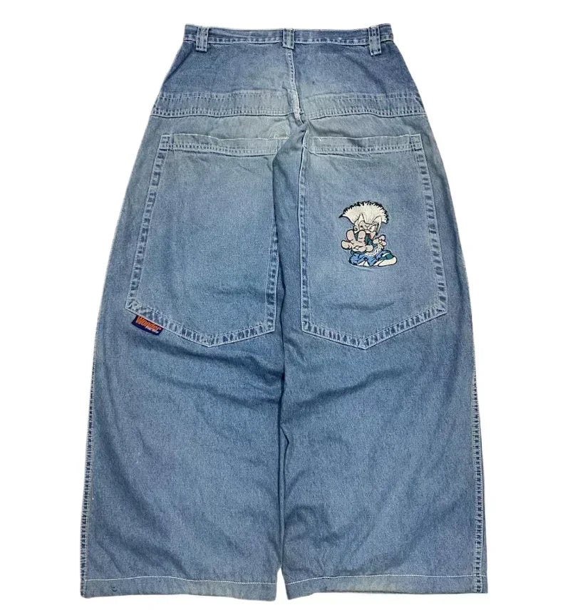 Pantalones Vaqueros Holgados Vintage de Pierna Ancha Y2K para Mujer