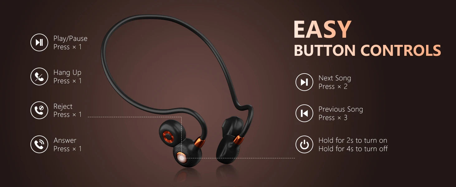 Ortizan i10 auriculares inalámbricos Bluetooth BT5.3 auriculares abiertos deportivos impermeables IPX6 auriculares inalámbricos con micrófono 10H de tiempo de reproducción