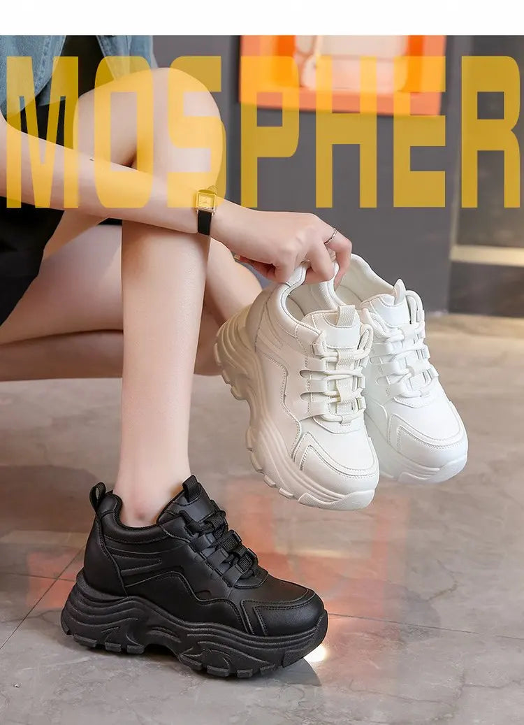 Zapatillas Deportivas para Mujer, Ligeras, Antideslizantes, con Plataforma Alta, Estilo Chunky, Zapatos con Alzas para Uso Diario y Fitness