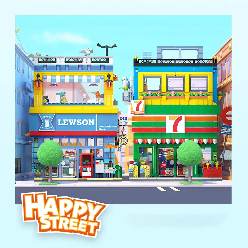 Bloques de Construcción de Tienda de Conveniencia con Escena Urbana, Modelo DIY en Miniatura, Decoración de Escritorio, Regalo Coleccionable para Adultos, Cumpleaños, Festividades