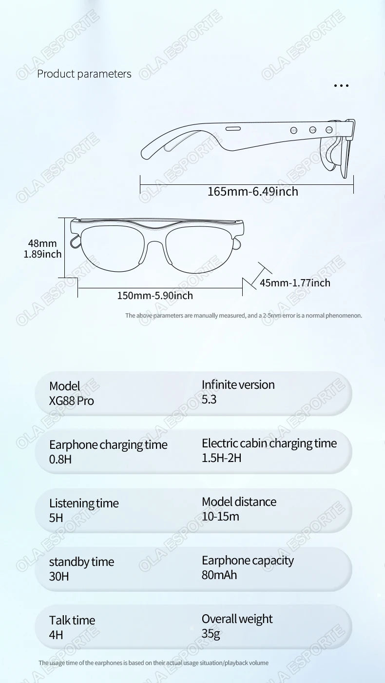 Nuevas gafas inteligentes para hombre, auriculares Bluetooth 5,3, auriculares estéreo Anti-Blu-ray, altavoz doble, auriculares con Control de música táctil, gafas de sol